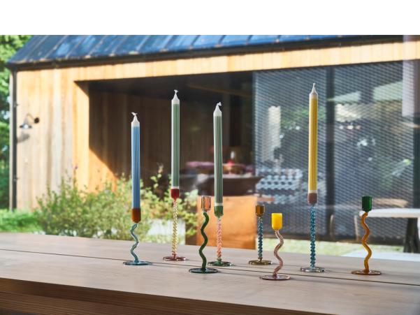 BITZ Villa Collection Vivid Glass Candlestick Dia 8.5 X 19.6 Cm Green/Rose