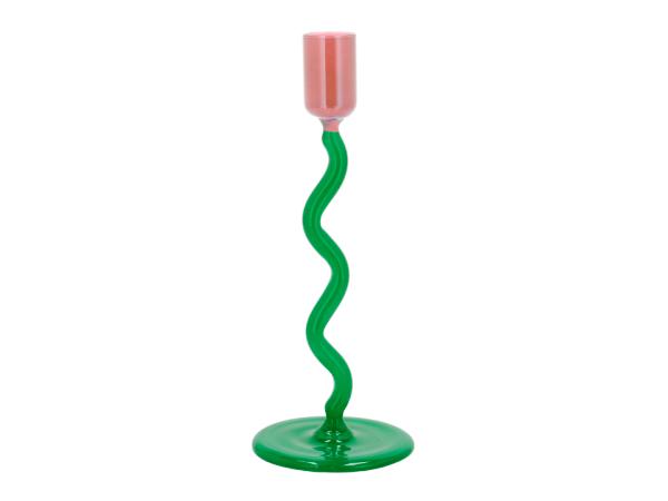 BITZ Villa Collection Vivid Glass candlestick Dia 8.5 x 19.6 cm Green/Rose