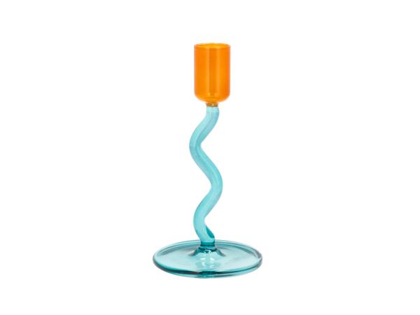 BITZ Villa Collection Vivid Glass candlestick Dia 8.5 x 15.3 cm Blue/Amber