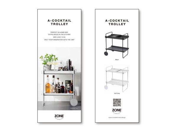 BITZ Zone Denmark A-Cocktail Trolley Product Sign Retail EN 8 5 x 22 cm