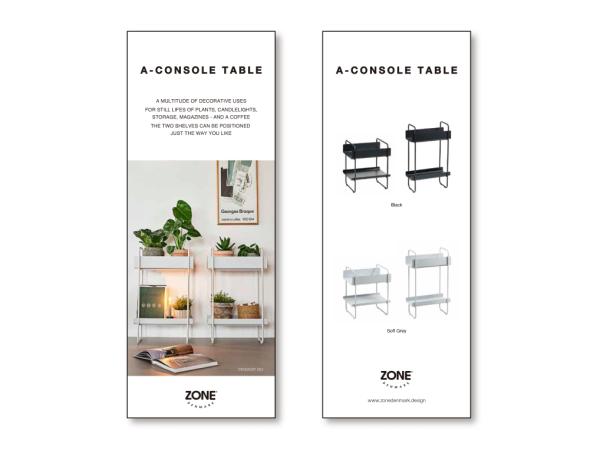 BITZ Zone Denmark A-Console Table Product Sign Retail EN 8 5 x 22 cm