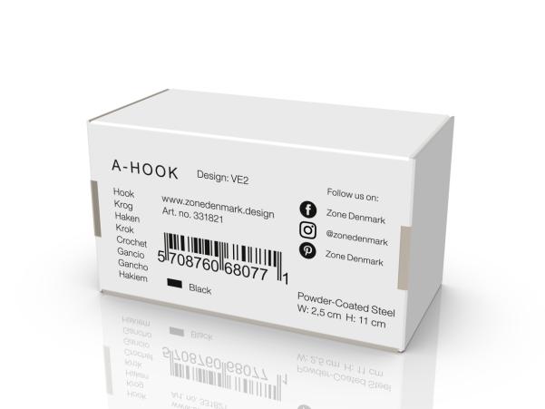 BITZ Zone Denmark A-Hook Hook 2 5 X 3 3 X 7 5 Cm Black