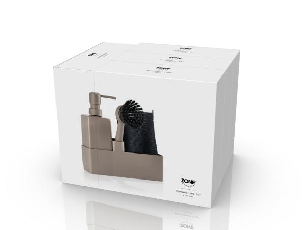 BITZ Zone Denmark Dishwashing Set 19 X 6 X 20.5 Cm 4 Parts Taupe