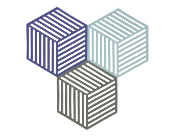 BITZ Zone Denmark Hexagon Trivet 16 x 14 x 0.9 cm 3 pcs Indigo/Fog/Olive Taupe