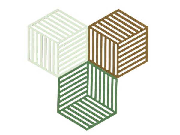 BITZ Zone Denmark Hexagon Trivet 16 x 14 x 0 9 cm 3 pcs Grass/Mint/Liquorice
