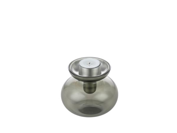 BITZ Zone Denmark Inu Vase/Candleholder Dia 11 X 10 Cm Smoked Grey/Steel