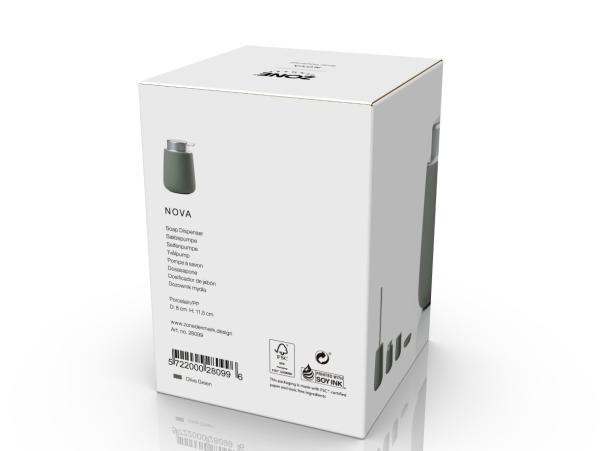 BITZ Zone Denmark Nova Soap Dispenser Dia 8 X 11.5 Cm 0.25 Liter Olive Green