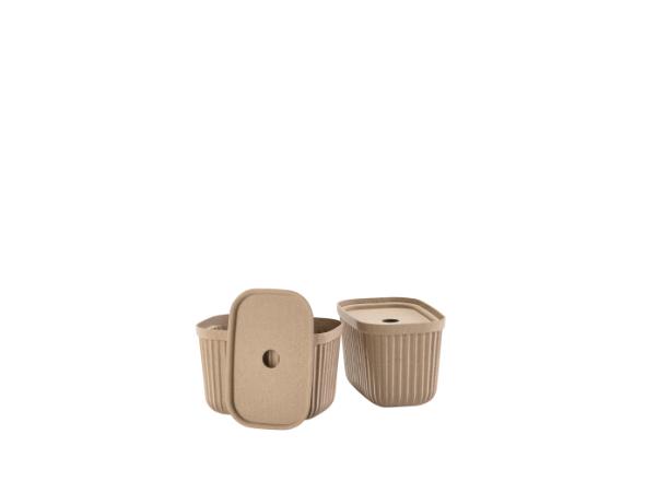 BITZ Zone Denmark Pulp Storage Box 23 X 15 X 15 Cm 2 Pcs Natural Brown