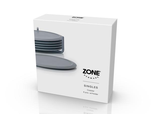 BITZ Zone Denmark Singles Coasters Dia. 10 X 3.1 Cm 6 Pcs Cool Grey