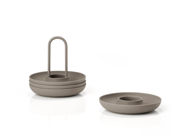 BITZ Zone Denmark Singles Egg Cup W. Holder Dia 11.2 X 9.5 Cm 4 Pcs Taupe
