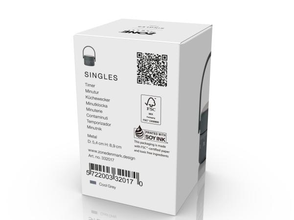 BITZ Zone Denmark Singles Timer Dia 5.4 X 8.9 Cm Cool Grey
