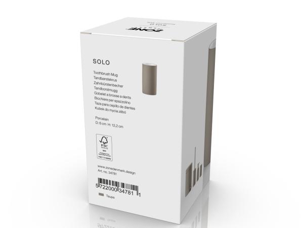 BITZ Zone Denmark Solo Toothbrush Mug Dia 6 X 12 2 Cm Taupe