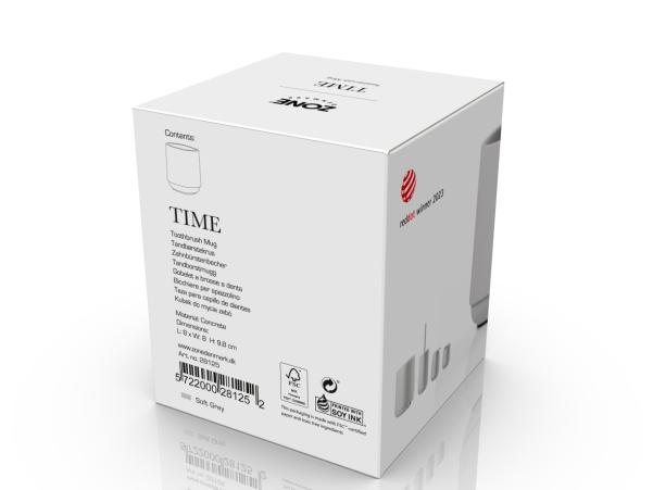 BITZ Zone Denmark Time Toothbrush Mug 8 X 8 X 9.8 Cm Soft Grey