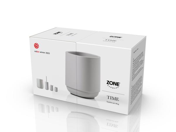 BITZ Zone Denmark Time Toothbrush Mug 8 X 8 X 9.8 Cm Soft Grey