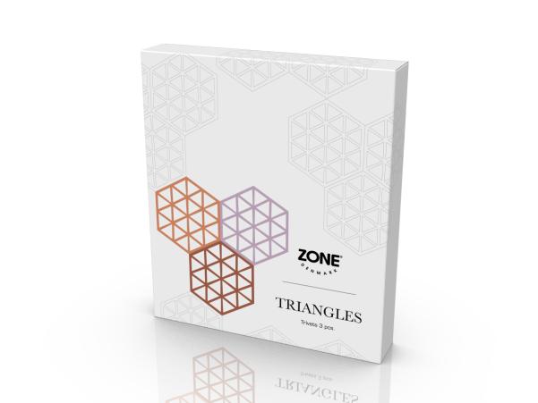 BITZ Zone Denmark Triangles Trivet 16 X 14 X 0.9 Cm 3 Pcs Light Terracotta/Lupine/Almond