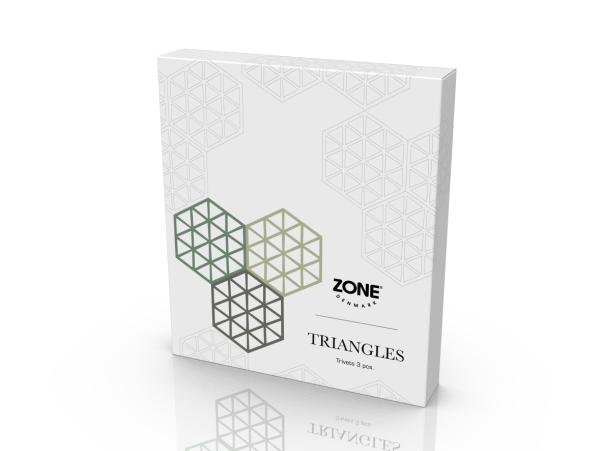 BITZ Zone Denmark Triangles Trivet 16 X 14 X 0.9 Cm 3 Pcs Rosemary/Matcha/Olive Taupe