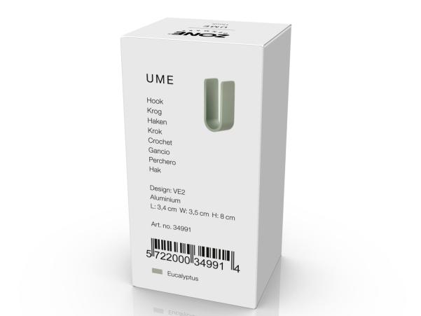 BITZ Zone Denmark Ume Hook 3 5 X 3 4 X 8 Cm Eucalyptus