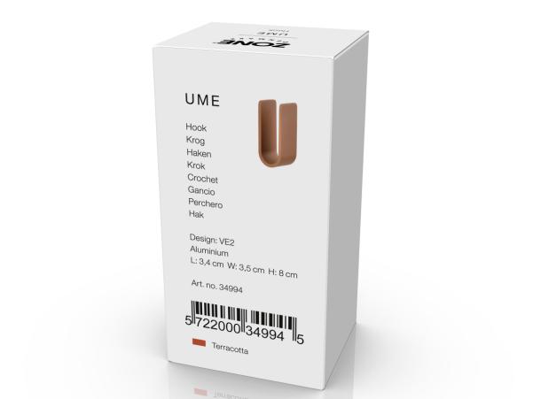 BITZ Zone Denmark Ume Hook 3 5 X 3 4 X 8 Cm Terracotta