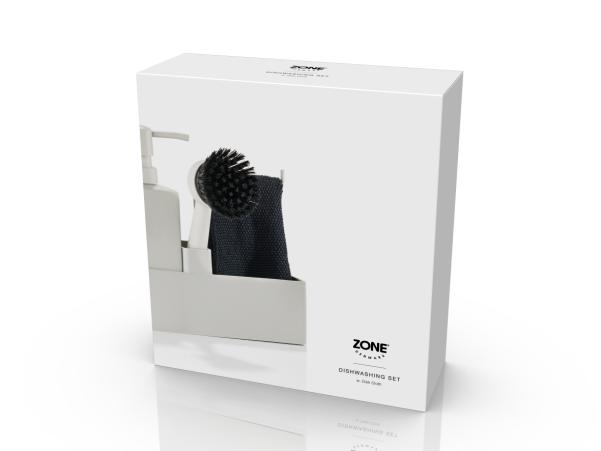 BITZ Zone Dishwashing Set 19 X 6 X 20.5 Cm 4 Parts Warm Grey