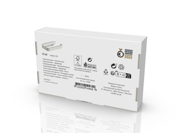 BITZ Zone Rim Toiletroll Holder 14.6 X 8.4 X 2 Cm White
