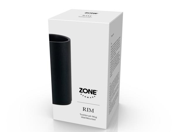 BITZ Zone Rim Toothbrush Mug For Wall Dia 7 X 13.6 Cm Black