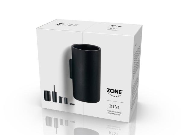 BITZ Zone Rim Toothbrush Mug For Wall Dia 7 X 13.6 Cm Black