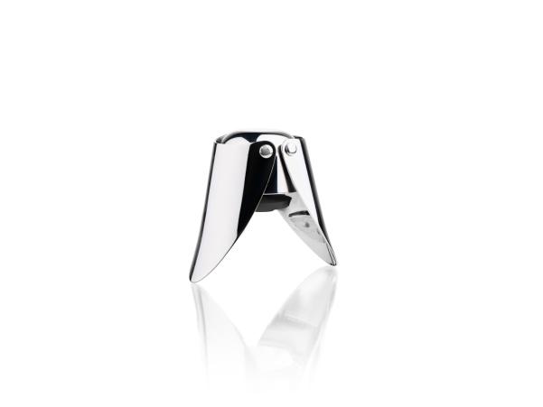 BITZ Zone Rocks Champagne Stopper Dia. 4 X 6.4 Cm Polished Steel