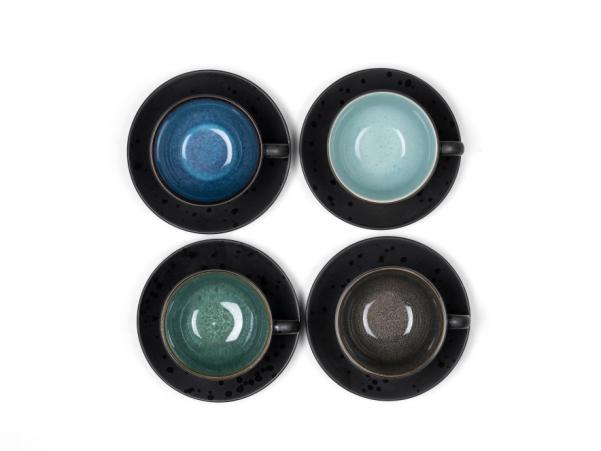 BITZ BITZ Cup And Saucer Dia. 10 X 6 Cm 24 Cl 4 Pcs Assorted
