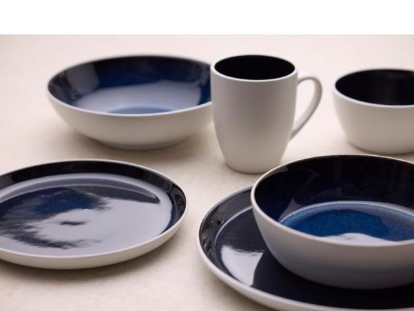 BITZ BITZ Gastro Pasta Bowl Dia 20 X 6 Cm 1000 Ml White/Dark Blue