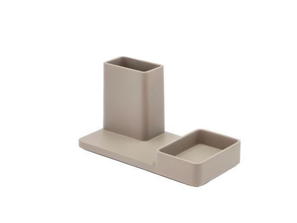 BITZ Zone Pen Holder 20 X 10 X 10.5 Cm Pebble Grey