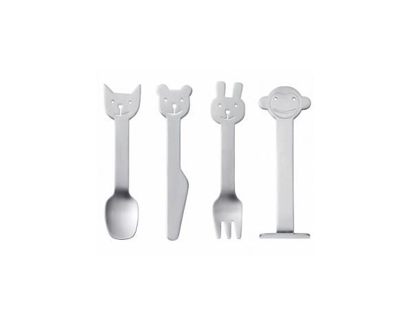 BITZ Gense Animal Friends Children's Cutlery 4 Parts Matte Steel