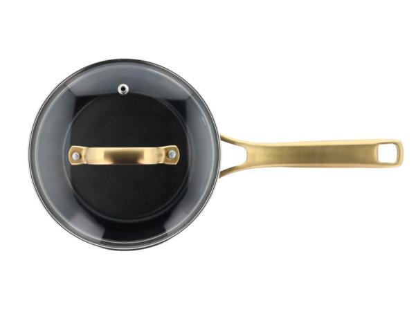 BITZ HOLM Brasserie Saucepan With Glass Lid Ceramic Non-stick Dia 16 X 9 2 Cm 1 5 Liter Black