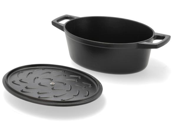 BITZ HOLM Cast Iron Pot Oval 28 5 X 21 X 10 8 Cm 3 8 Liter Black