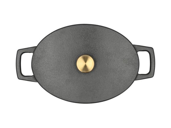 BITZ HOLM Cast Iron Pot Oval 28 5 X 21 X 10 8 Cm 3 8 Liter Black