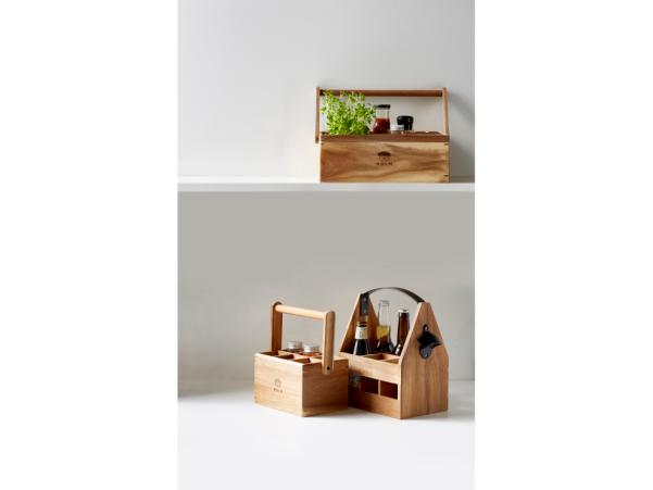 BITZ HOLM Utensil Holder 6rooms 24.8 X 14.2 X 22.6 Cm Acacia Wood