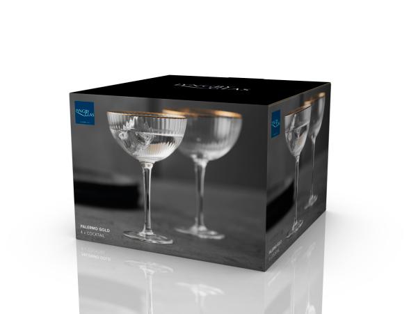BITZ Lyngby Glas Palermo Gold Cocktail Glass 31.5 Cl 4 Pcs