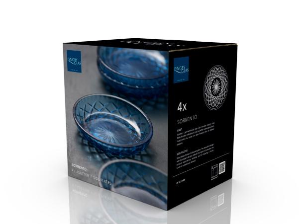 BITZ Lyngby Glas Sorrento Asiet Dia 16 Cm 4 Pcs Blue