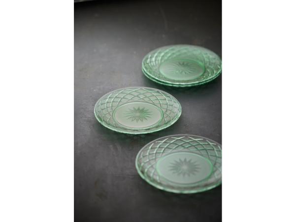 BITZ Lyngby Glas Sorrento Glass Plate Dia 21 Cm 4 Pcs Green