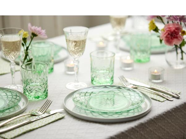 BITZ Lyngby Glas Sorrento Glass Plate Dia 21 Cm 4 Pcs Green