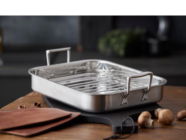 BITZ Pillivuyt Gourmet Somme Roasting Pan W/rack 32 X 26.5 X 5.5 Cm Steel