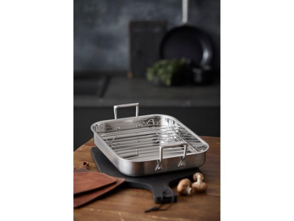 BITZ Pillivuyt Gourmet Somme Roasting Pan W/rack 32 X 26.5 X 5.5 Cm Steel