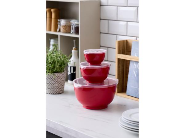 BITZ Rosti NEW Margrethe Mixing Bowl Set 6 Parts 0.25 + 0.75 + 3 Liter Red