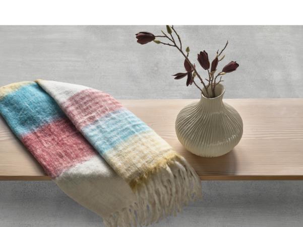 BITZ Villa Collection Bliss Throw 130 X 170 Cm Honey/Blue/Bordeaux/Sand