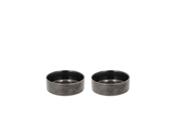 BITZ Villa Collection Fjord Bowl Dia 10.1 X 3.6 Cm 0.125 Liter 2 Pcs Black Metallic