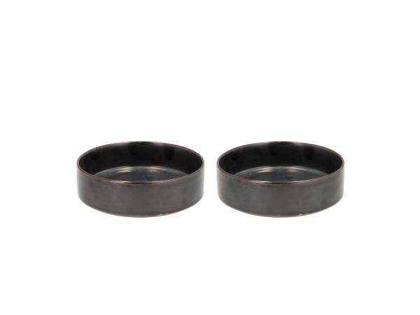 BITZ Villa Collection Fjord Bowl Dia 15.5 X 4.5 Cm 0.45 Liter 2 Pcs Black Metallic
