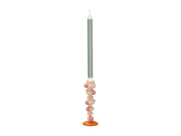 BITZ Villa Collection Styles Candlestick 6 X 5 X 18 Cm Offwhite/Rose