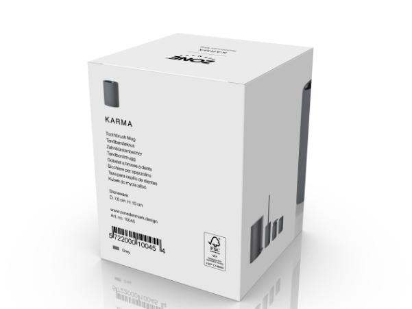 BITZ Zone Denmark Karma Toothbrush Mug Dia. 7.6 X 10 Cm Grey