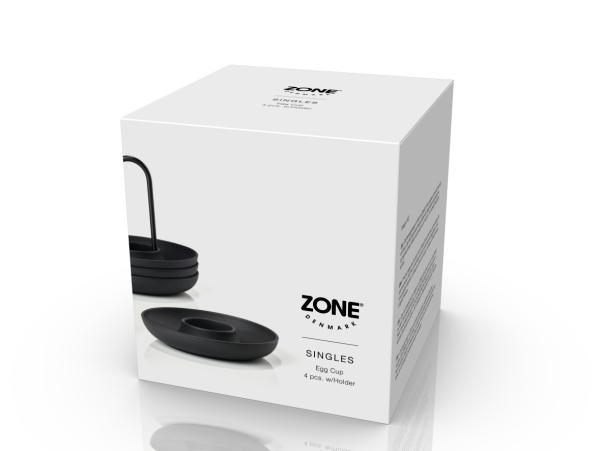 BITZ Zone Denmark Singles Egg Cup W. Holder Dia 11.2 X 9.5 Cm 4 Pcs Black