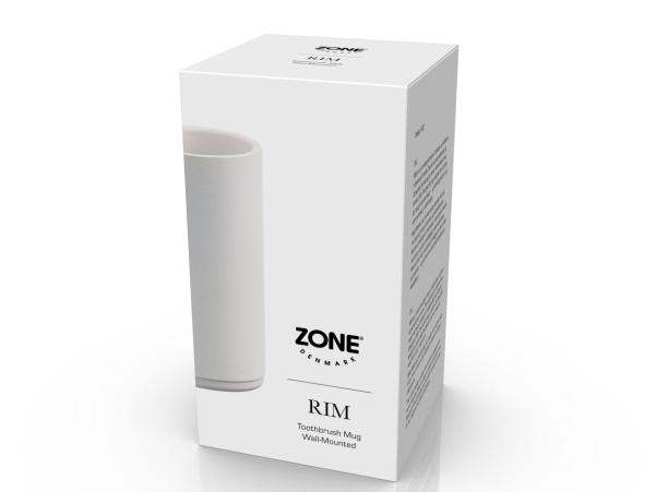 BITZ Zone Rim Toothbrush Mug For Wall Dia 7 X 13.6 Cm White