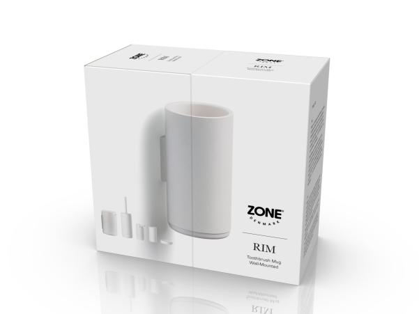 BITZ Zone Rim Toothbrush Mug For Wall Dia 7 X 13.6 Cm White